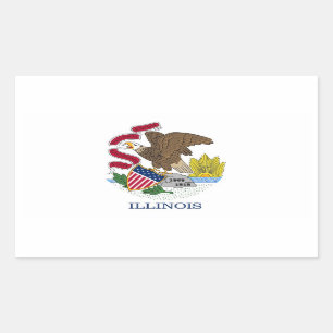 Etiqueta do retângulo com a bandeira de Illinois,