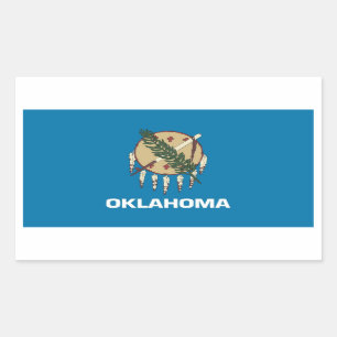 Etiqueta do retângulo com a bandeira de Oklahoma,