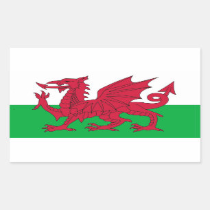 Etiqueta do retângulo com a bandeira de Wales