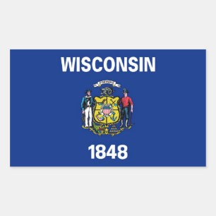 Etiqueta do retângulo com a bandeira de Wisconsin