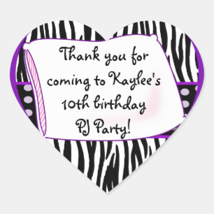 Etiqueta do roxo do coração do partido de pijama