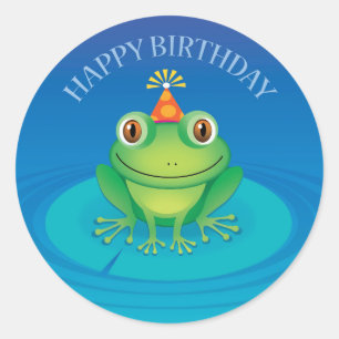 Etiqueta do sapo do feliz aniversario