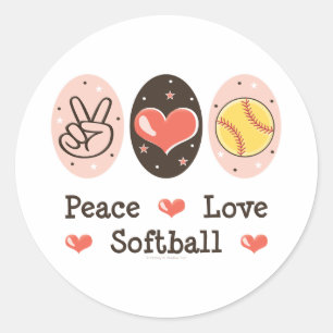 Etiqueta do softball do amor da paz