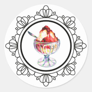 Etiqueta do sundae do sorvete do vintage