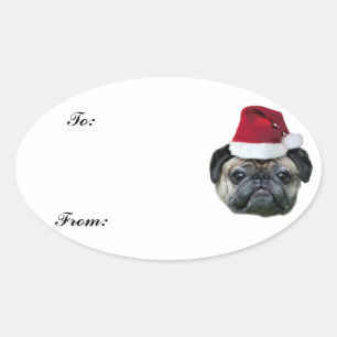 Etiqueta do Tag do presente do pug do Natal