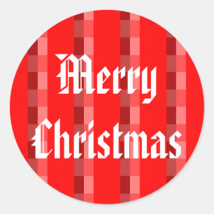 Etiqueta do Tartan vermelho do Feliz Natal grande
