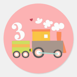 Etiqueta do trem do aniversário de 3 anos/chapéu