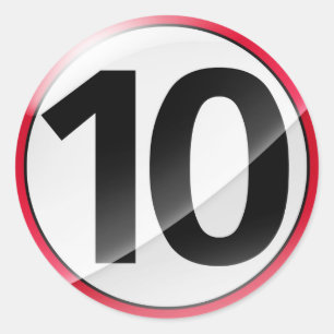 Etiqueta do vermelho do número 10