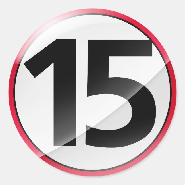 Etiqueta do vermelho do número 15 (Frente)