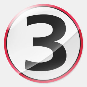 Etiqueta do vermelho do número 3