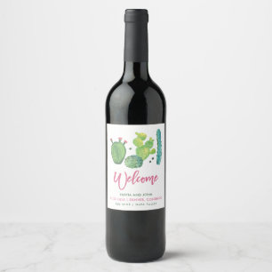 Etiqueta do vinho do casamento do cacto de Boho da