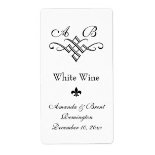Etiqueta do vinho do casamento do monograma