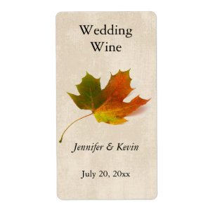 Etiqueta do vinho do casamento outono