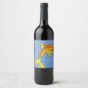 etiqueta do vinho dos peixes dos desenhos animados