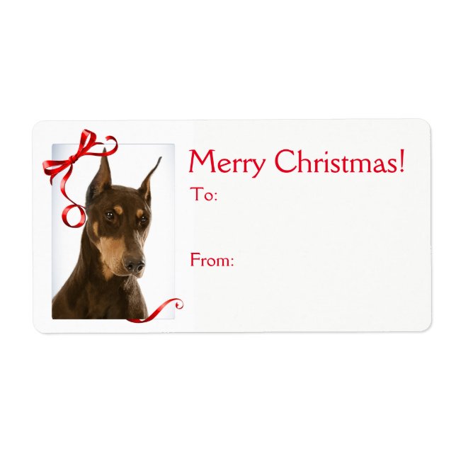 Etiqueta Doberman de Natal Red e Rust Stickers (Frente)