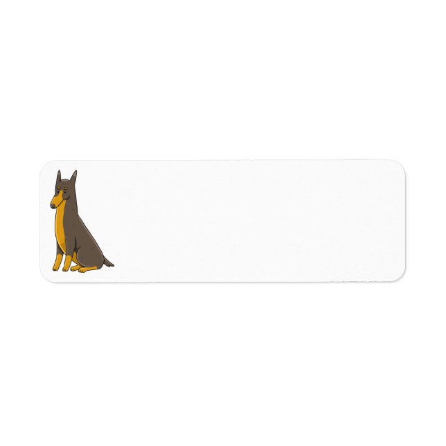 Etiqueta Doberman Pinscher Sitting Cartoon (Frente)