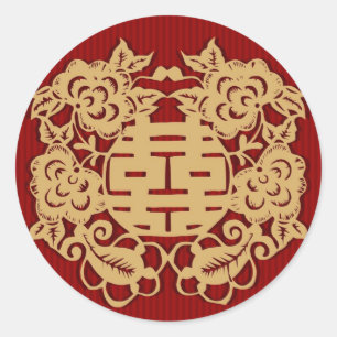 Etiqueta dobro chinesa da felicidade do casamento