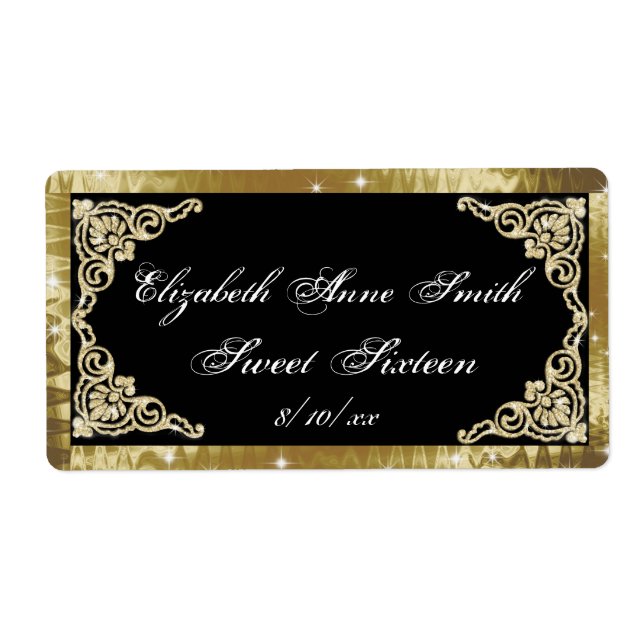 Etiqueta Doce 16, Dourado e preto Rótulos de Garrafas (Frente)