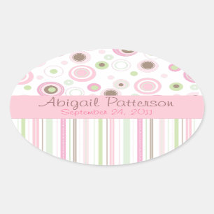 Etiqueta doce cor-de-rosa do favor das bolinhas da