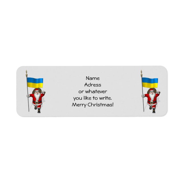 Etiqueta Doce Pai Natal Com Alferes Da Ucrânia (Frente)