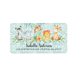 Etiqueta Doce Safari Animais Neutros Endereço do Chá de fra