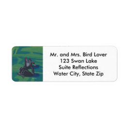 Etiqueta Dois Cisnes Negros Nadando Rótulos