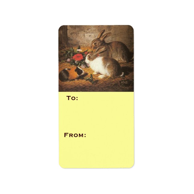 Etiqueta Dois coelhos e um porco-guineense (Frente)