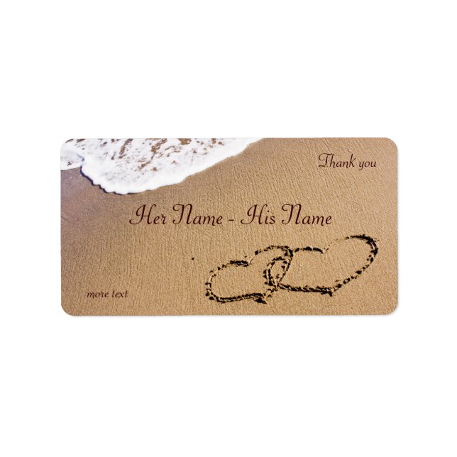 Etiqueta Dois Corações Na Areia (Frente)