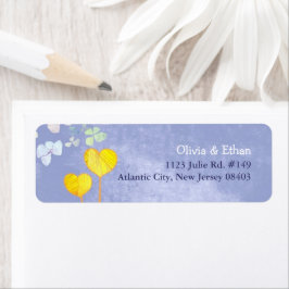 Etiqueta Dois Corações Rustic Blue Wedding Endereço de reto