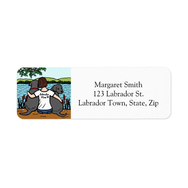 Etiqueta Dois Labradores Pretos e Mãe (Frente)