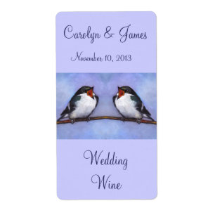 Etiqueta Dois pássaros no ramo: Vinho do casamento: Arte d
