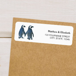Etiqueta Dois Pinguins Fofos | Casamento Romântico