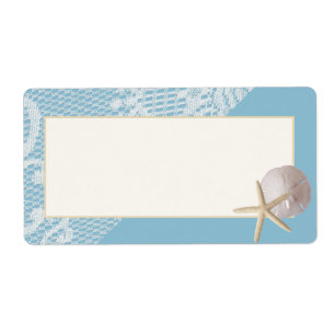 Etiqueta Dólar de areia da estrela do mar e azul do laço