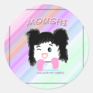 Etiqueta dos desenhos animados de "Moushi"