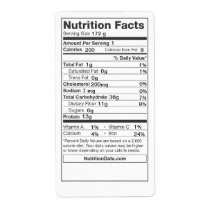 Etiqueta dos fatos da nutrição (enlatar, mercado