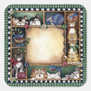 Etiqueta dos gatinhos da arte popular