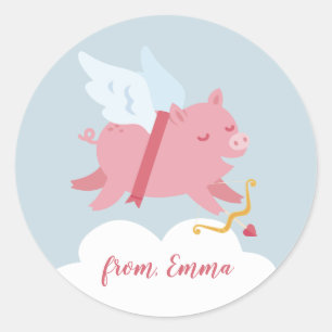 Etiqueta dos namorados do porco do Cupido
