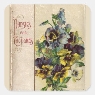 Etiqueta dos Pansies da capa do livro do Victorian