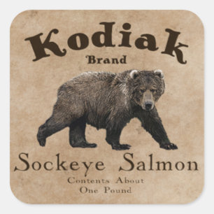 Etiqueta dos salmões do Kodiak do vintage