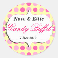 Etiqueta dotty do bufete dos doces do rosa e do