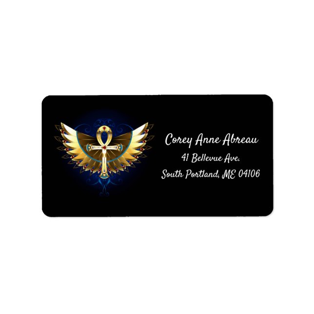 Etiqueta Dourada Ankh com Asas (Frente)