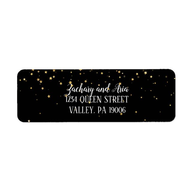 Etiqueta Dourada Confetti nos Rótulos de Endereço do Casame (Frente)