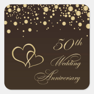 Etiqueta dourada do aniversário de casamento dos