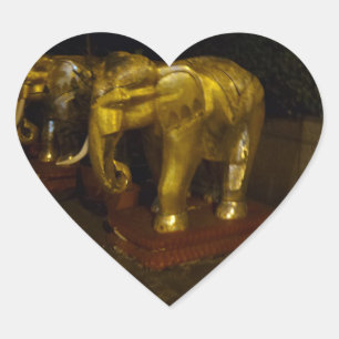 Etiqueta dourada do coração do elefante