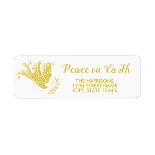 Etiqueta Dourada Dove Peace on Earth Endereço de retorno d