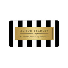 Etiqueta Dourada e Negra-Clássica com Faixa Branca