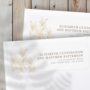 Etiqueta Dourada Foliage Modern Wedn Return Address
