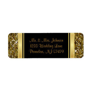 Etiqueta Dourada Glitter Confetti e Elegância Negra