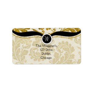 Etiqueta Dourada Paisley Damask Postage Address Labels