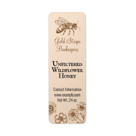 Etiqueta Dourada Strike Honeybee Floral Pequeno Jar de Mel